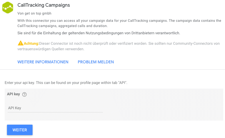Google Data Studio Connector CallTracking Campaigns 1