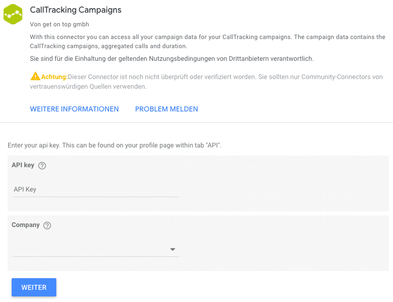 Google Data Studio Connector CallTracking Campaigns 2